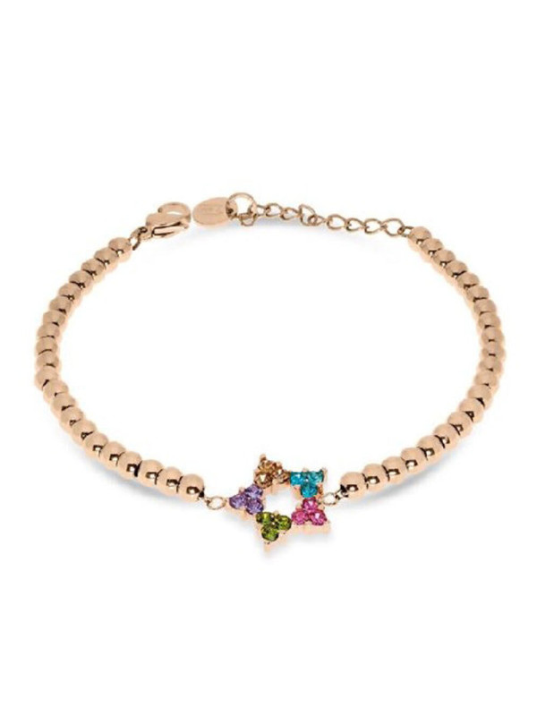 Bracciale Donna Liujo LJ2452 in Acciaio 316l Pvd Oro Rosa Stella Centrale Zirconi Multicolor