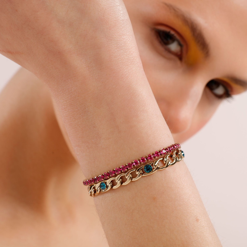 Women's tennis bracelet Brosway BEI070 Pvd gold with crystals and zircons