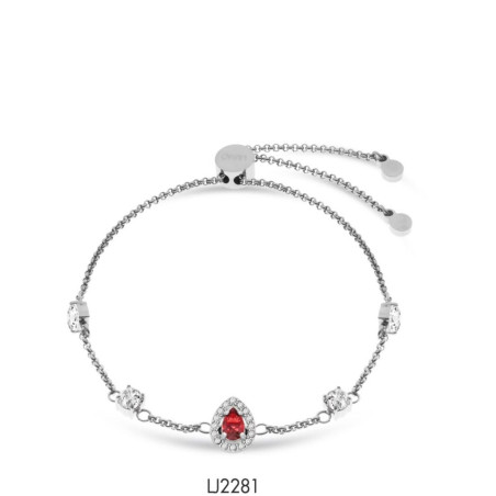 Bracciale Donna Liu Jo Acciaio Punto Luce Zirconi Bianchi Goccia Rossa LJ2281