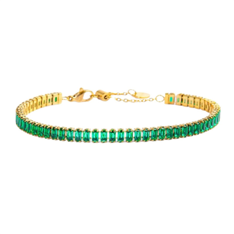 Bracciale Tennis Donna Marlù 33BR0022G-V in Acciaio Pvd Oro con Zirconi Verdi Bracciale Tennis Donna Marlù 33BR0022G-V in Acciaio Pvd Oro con Zirconi Verdi