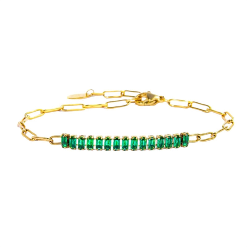 Bracciale Donna Marlù 33BR0023G-V Vision Catena in Acciaio Pvd Oro e Zirconi Verdi Bracciale Donna Marlù 33BR0023G-V Vision Catena in Acciaio Pvd Oro e Zirconi Verdi