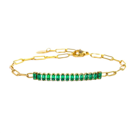 Bracciale Donna Marlù 33BR0023G-V Vision Catena in Acciaio Pvd Oro e Zirconi Verdi