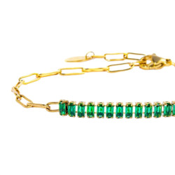 Bracciale Donna Marlù 33BR0023G-V Vision Catena in Acciaio Pvd Oro e Zirconi Verdi