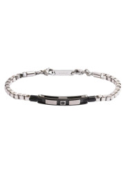 Bracciale Uomo Marlù 30BR0022N Icons Catena in Acciaio Silver con Zircone Nero