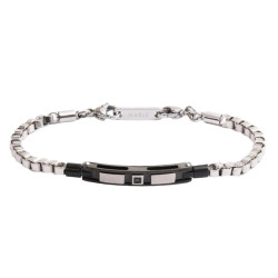 Bracciale Uomo Marlù 30BR0022N Icons Catena in Acciaio Silver con Zircone Nero