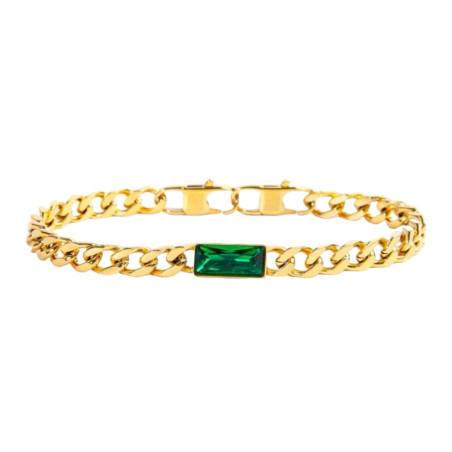 Bracciale Donna Marlù 33BR0025G-V Vision Catena Grumetta in Acciaio Oro e Zircone Verde