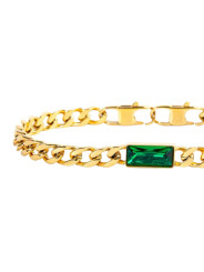 Bracciale Donna Marlù 33BR0025G-V Vision Catena Grumetta in Acciaio Oro e Zircone Verde