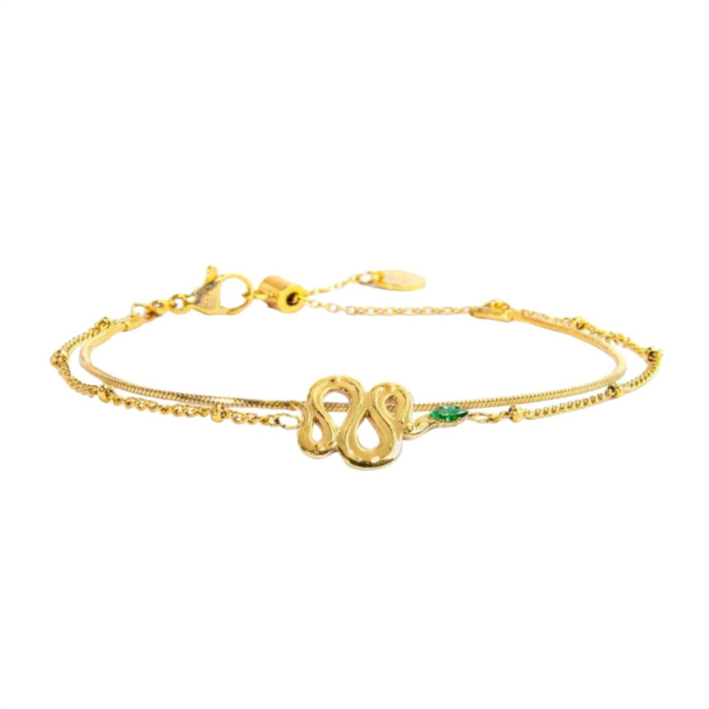 Bracciale Donna Marlù 33BR0026G-V Vision Catena Grumetta in Acciaio Oro con Centrale Serpente Bracciale Donna Marlù 33BR0026G-V Vision Catena Grumetta in Acciaio Oro con Centrale Serpente