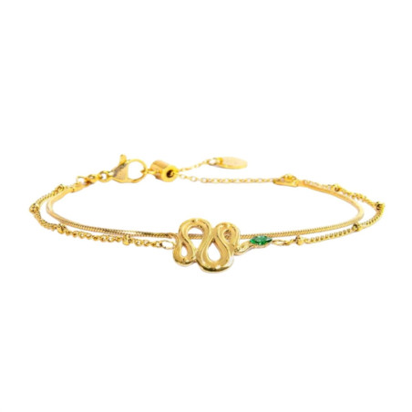 Bracciale Donna Marlù 33BR0026G-V Vision Catena Grumetta in Acciaio Oro con Centrale Serpente