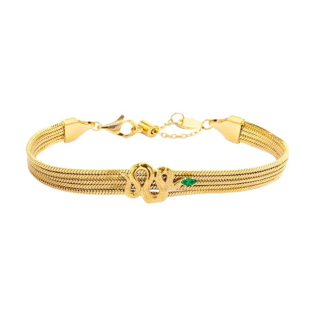 Bracciale Donna Marlù 33BR0028G-V Vision Catena Multifilo in Acciaio Oro Centrale Serpente