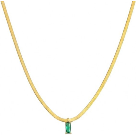 Collana Donna Marlù Sparkles 31CN0001G-S in Acciaio Pvd Oro Snake con Zircone Verde