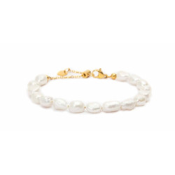 Bracciale Donna Marlù 30BR0005G-W in Acciaio Oro e Perle Bianche…