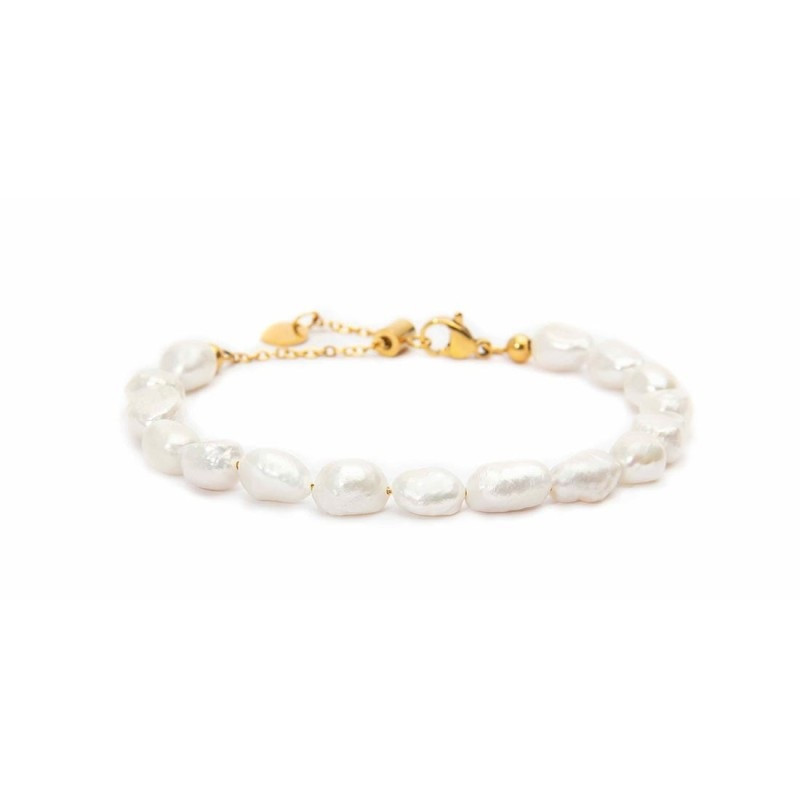 Bracciale Donna Marlù 30BR0005G-W in Acciaio Oro e Perle Bianche… Bracciale Donna Marlù 30BR0005G-W in Acciaio Oro e Perle Bianche…