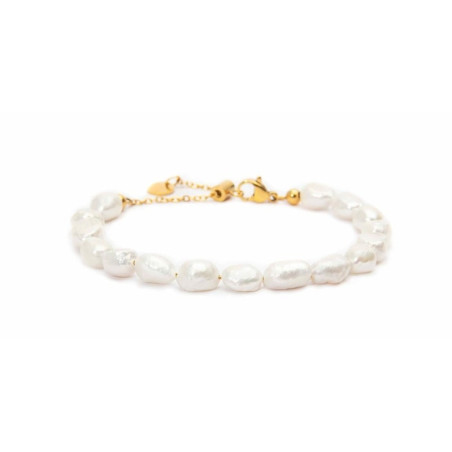 Bracciale Donna Marlù 30BR0005G-W in Acciaio Oro e Perle Bianche…