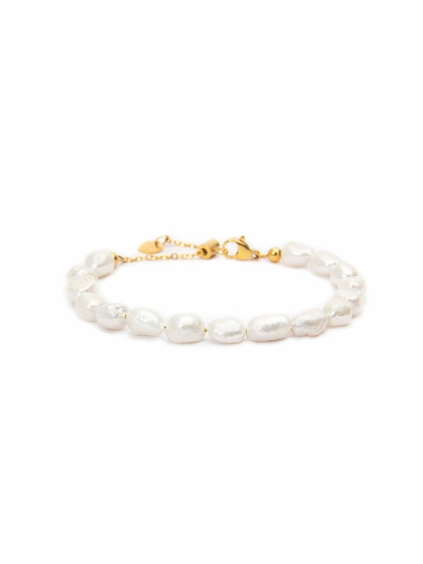 Bracciale Donna Marlù 30BR0005G-W in Acciaio Oro e Perle Bianche…
