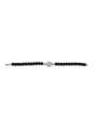 Bracciale Donna Nadir in Pasta di Corallo Nero, Centrale Fiore in Argento 925 20 cm