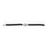 Bracciale Donna Nadir in Pasta di Corallo Nero, Centrale Fiore in Argento 925 20 cm