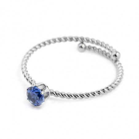 Anello Donna Marlù 18AN115B-S in Acciaio Silver con Cristallo Blu