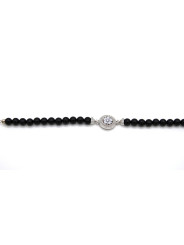 Bracciale Donna Nadir in Pasta di Corallo Nero, Centrale Fiore in Argento 925 20 cm