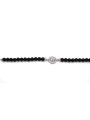 Bracciale Donna Nadir in Pasta di Corallo Nero, Centrale Fiore in Argento 925 20 cm