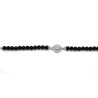 Bracciale Donna Nadir in Pasta di Corallo Nero, Centrale Fiore in Argento 925 20 cm