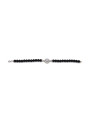 Bracciale Donna Nadir in Pasta di Corallo Nero, Centrale Fiore in Argento 925 20 cm
