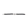 Bracciale Donna Nadir in Pasta di Corallo Nero, Centrale Fiore in Argento 925 20 cm
