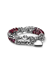 Bracciale Donna Due Giri Maria Cristina Sterling G2908 Love Argento 925% e Agata Rubino
