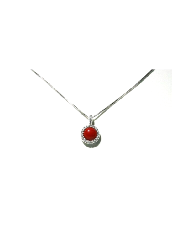925 SILVER NECKLACE WITH NATURAL RED CORAL