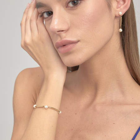 Bracciale Donna Brosway Affinity BFF165 in Acciaio Colore Oro e Perle Bianche