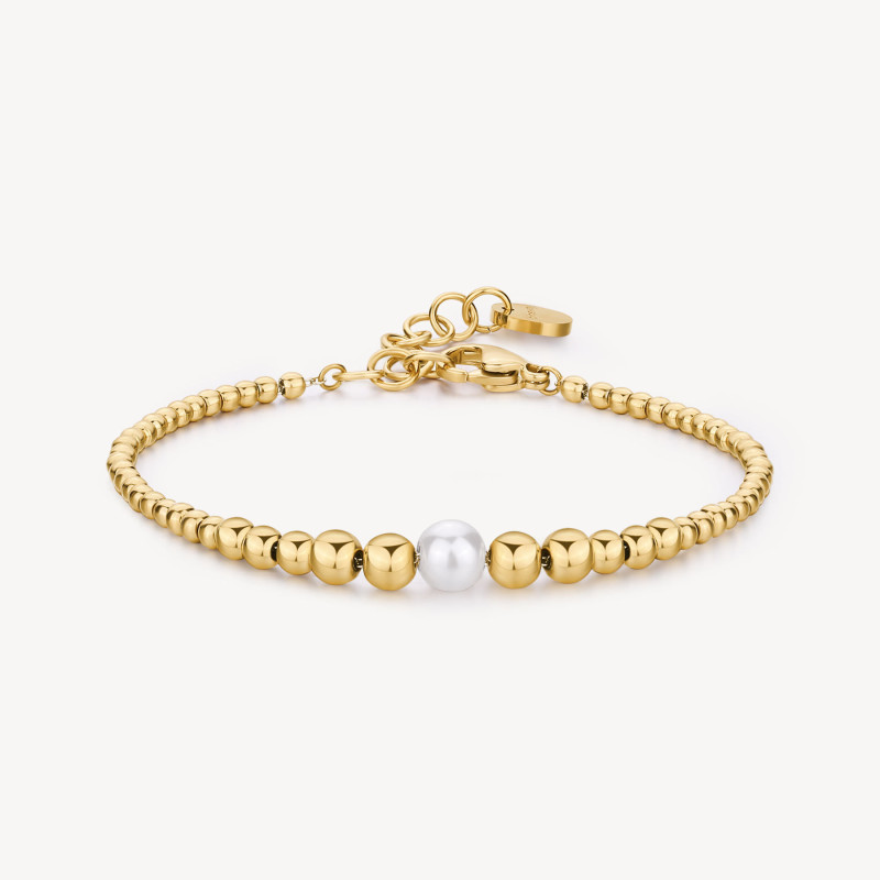 Bracciale Donna BRosway BPC14 Perfect in Acciaio Pvd Oro e Perla Bianca Bracciale Donna BRosway BPC14 Perfect in Acciaio Pvd Oro e Perla Bianca