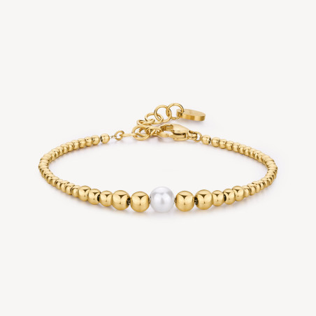 Bracciale Donna BRosway BPC14 Perfect in Acciaio Pvd Oro e Perla Bianca