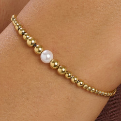 Bracciale Donna BRosway BPC14 Perfect in Acciaio Pvd Oro e Perla Bianca