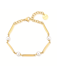 Bracciale Donna Brosway Affinity BFF165 in Acciaio Colore Oro e Perle Bianche