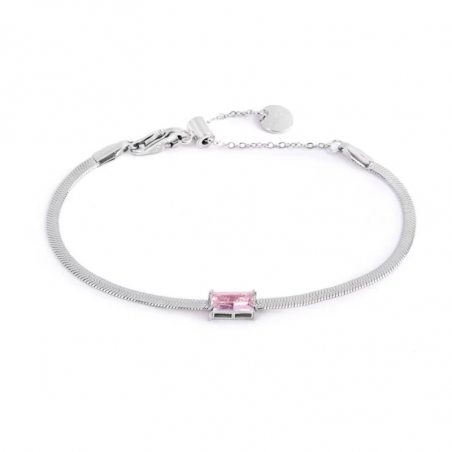 Bracciale Donna Marlù Sparkles 31BR0010-LF in Acciaio Silver con Zircone Rosa