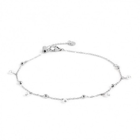 Cavigliera Donna Marlù 20cv051-w Acciaio Silver con Perle Bianche
