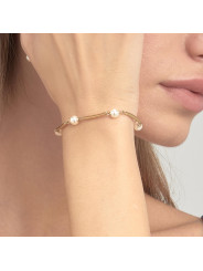 Bracciale Donna Brosway Affinity BFF165 in Acciaio Colore Oro e Perle Bianche