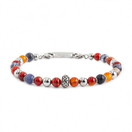 Bracciale Uomo Marlù 13BR110 Namastè in Acciaio Sfere Corniola e Sodalite