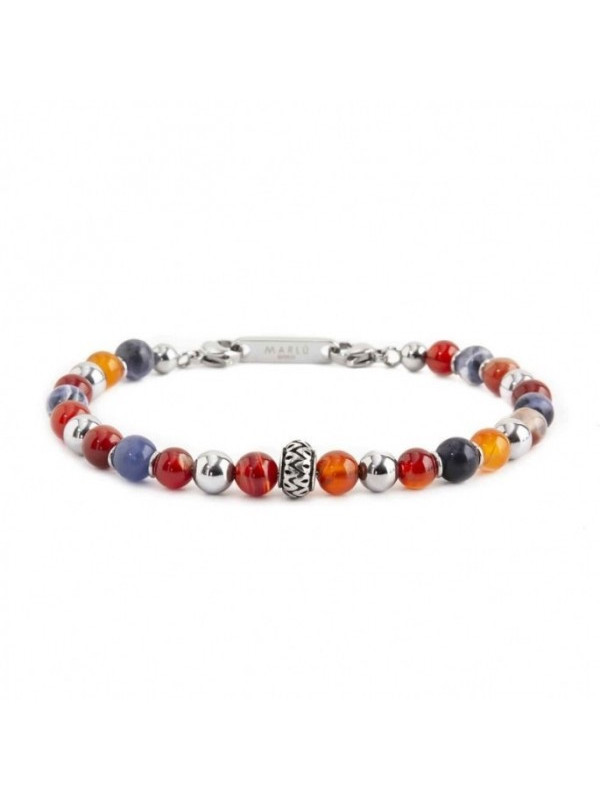 Bracciale Uomo Marlù 13BR110 Namastè in Acciaio Sfere Corniola e Sodalite