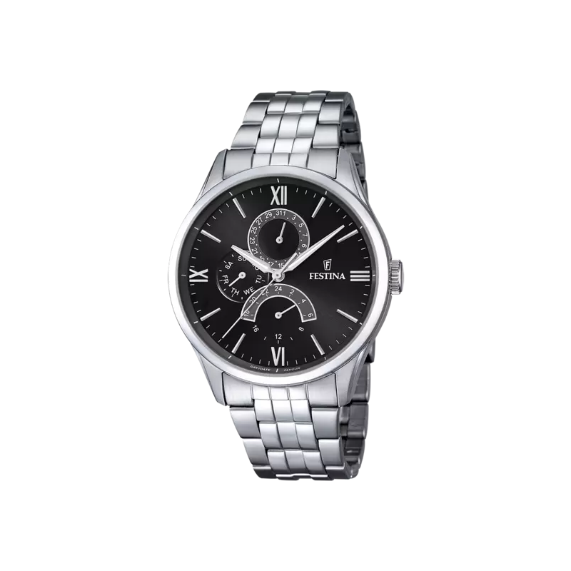 Orologio Cronografo Uomo Festina Retro F16822/4 in Acciaio Quadrante Nero 43mm Orologio Cronografo Uomo Festina Retro F16822/4 in Acciaio Quadrante Nero 43mm