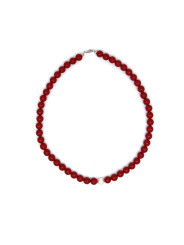 Collana Donna Nadir in Pasta di Corallo Rosso con Perla Bianca Coltivata Centrale