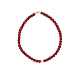 Collana Donna Nadir in Pasta di Corallo Rosso con Perla Bianca Coltivata Centrale