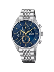 Orologio Cronografo Uomo Festina F20285/3 Timeless in Acciaio Silver e Blu