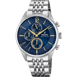 Orologio Cronografo Uomo Festina F20285/3 Timeless in Acciaio Silver e Blu