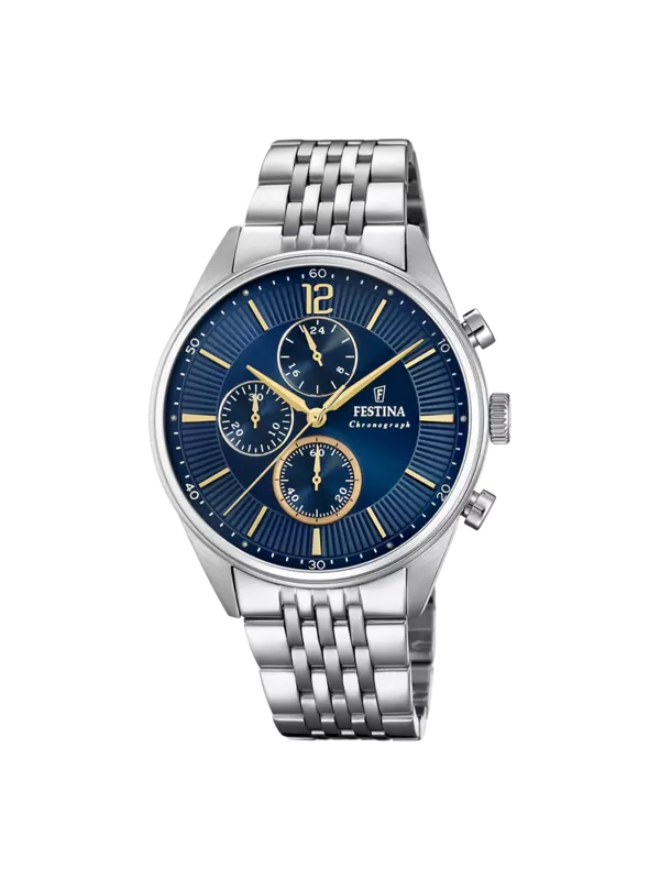 Orologio Cronografo Uomo Festina F20285/3 Timeless in Acciaio Silver e Blu