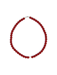 Collana Donna Nadir in Pasta di Corallo Rosso con Perla Bianca Coltivata Centrale