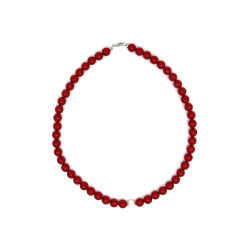 Collana Donna Nadir in Pasta di Corallo Rosso con Perla Bianca Coltivata Centrale
