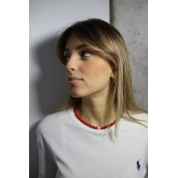 Collana Donna Nadir in Pasta di Corallo Rosso con Perla Bianca Coltivata Centrale