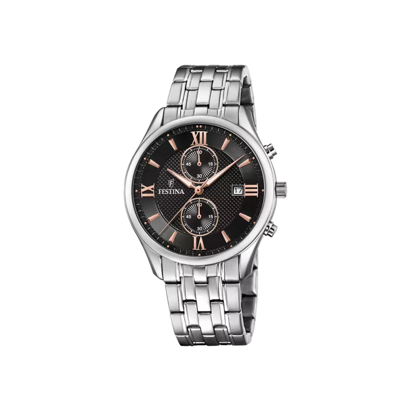 Orologio Cronografo Uomo Festina F6854/7 Timeless in Acciaio Silver e Nero Orologio Cronografo Uomo Festina F6854/7 Timeless in Acciaio Silver e Nero