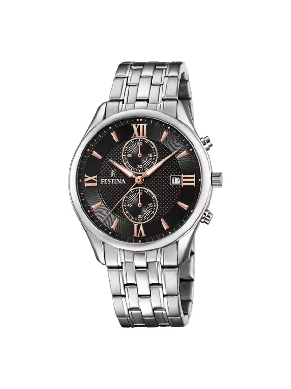 Orologio Cronografo Uomo Festina F6854/7 Timeless in Acciaio Silver e Nero